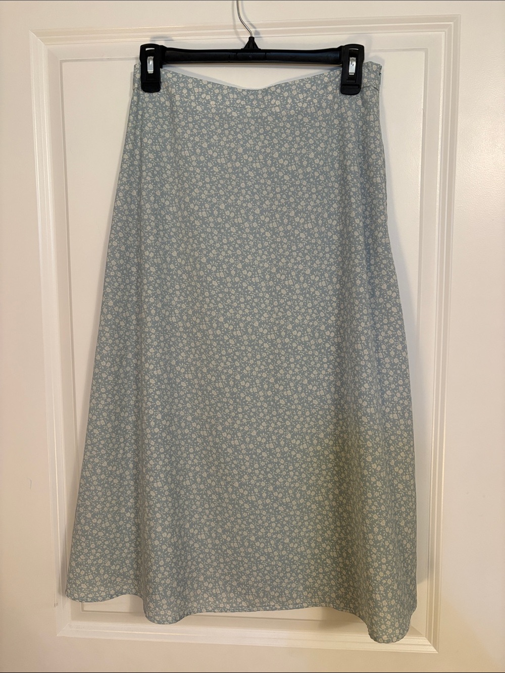 Floral A-Line Midi Skirt | Light Blue | Romantic Cottagecore | Coastal Feminine
